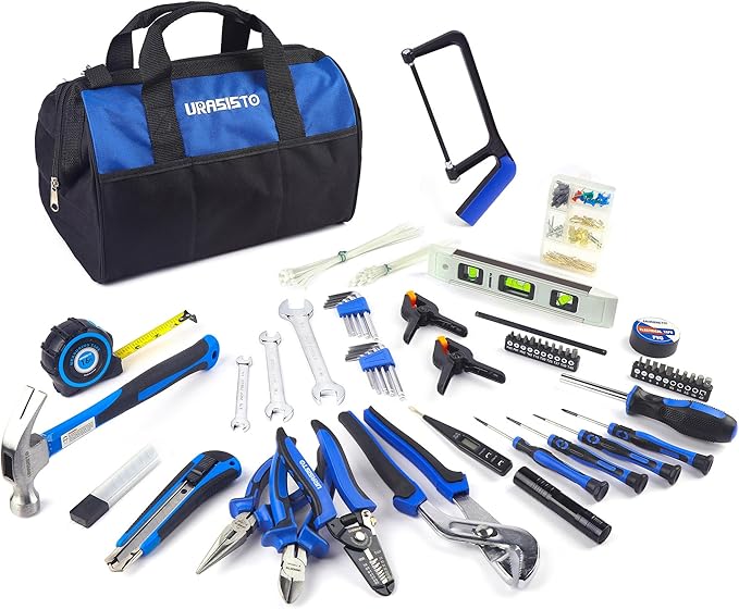 URASISTO 174-Piece Premium Tool Kit, Household Repairing Tool Set with 14 Inch Large Mouth Open Storage Tool Bag