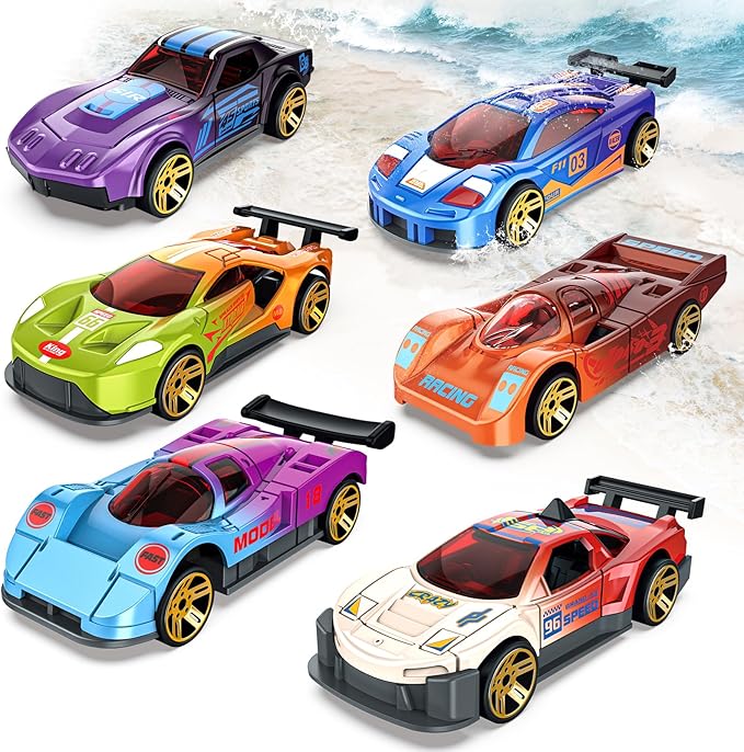 Color Changing Cars Toys Bath Toys for Kids Ages 1-3 4-8 Easter Basket Stuffers for Kids Grandkids Pool Water Toys Boys Birthday Easter Egg Fillers Car Sensory Die-Cast Toys