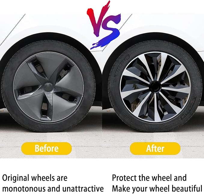 ABX Hubcap Wheel Covers Hub Caps 14 Inch Set of 4 Black & Silver Universal Wheel Rim Cover R14 Stylish Car Decor Wheel Covers for Toyota Camry Nissan Mazda (black-01, 14 inch)