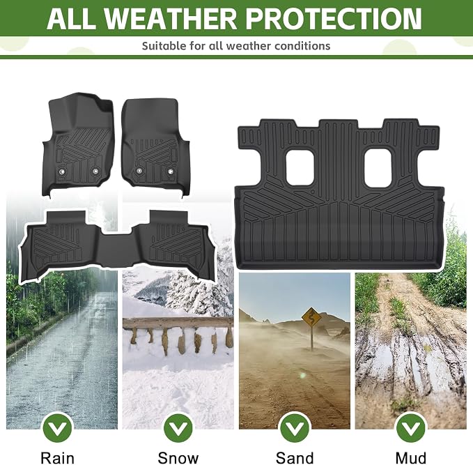 Floor Mats for 2025 2026 Toyota 4Runner 7 Seats Gas, All Weather TPE Protector 1st&2nd&3rd Row Floor Liners Accessories(Not for Hybrid EV&i-Force MAX)