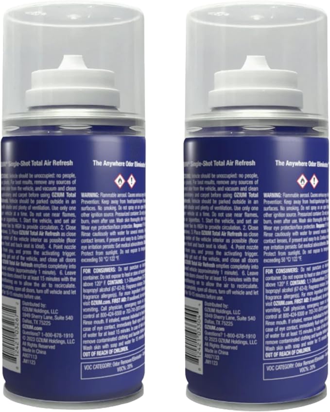 Ozium Air Sanitizer, 2 oz Car Fogger: Single-Shot Smoke Odor Eliminator & Car Air Freshener (Original+That New Car Smell, 2 Pack Variety)