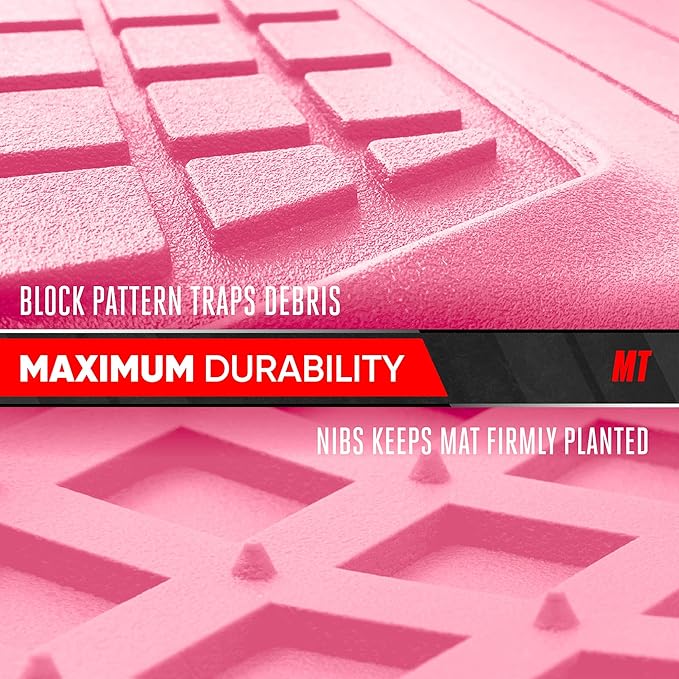 MotorTrend FlexTough Rear Cargo Mat – Heavy-Duty Trimmable Rubber Trunk Mat, Universal All-Weather Cargo Liner for Cars, SUVs & Trucks, Flexible Non-Slip Automotive Floor (Pink)