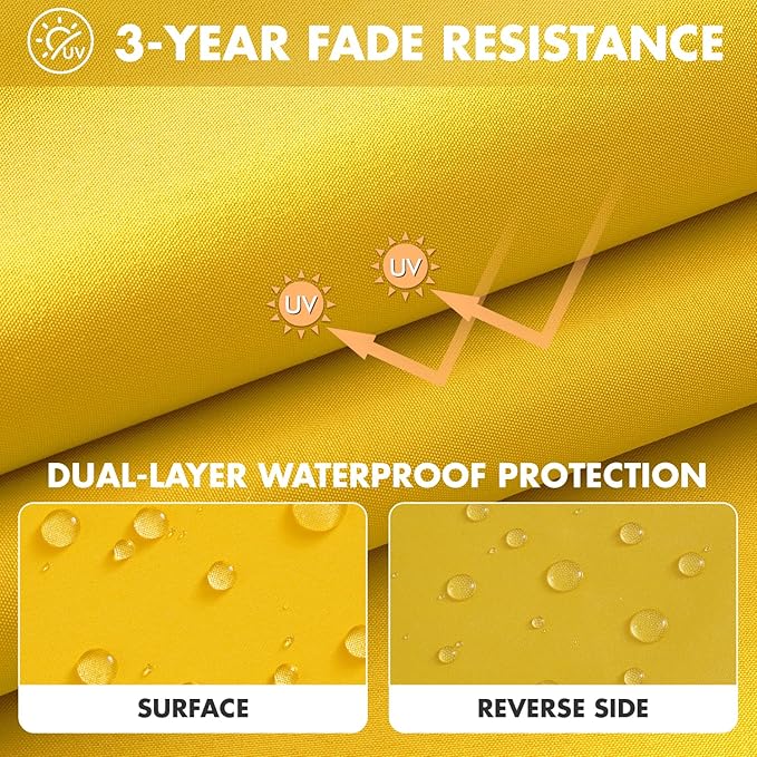 MIULEE Yellow 17 x 16 x 2 Outdoor Chair Cushions Waterproof Patio Chair Cushions with Adjustable Straps Set of 2 for Patio Furniture 3-Year Color Fastness Garden Sofa Couch