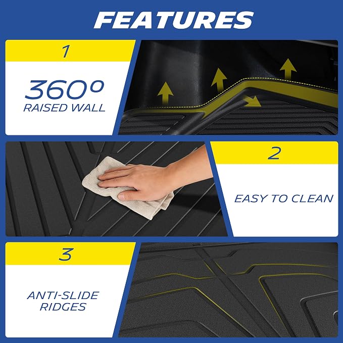 Michelin Vehicle Mat, All-Weather TPE Custom Fit Liner for Tesla Model Y 5 Seat Trunk Mats 2025-2027 (5 Piece), Elite