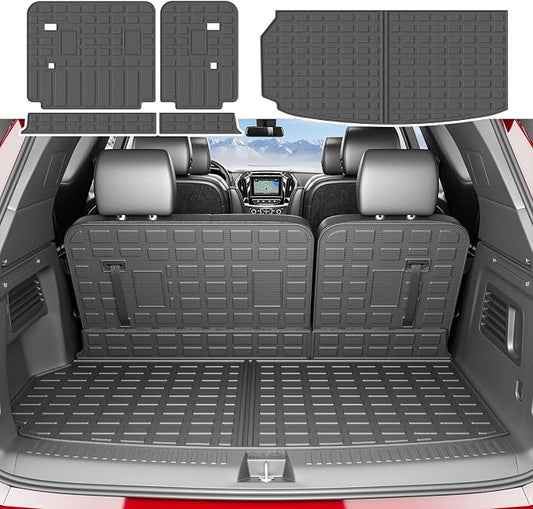 xipoqix Cargo Mat Backrest Mat Compatible with 2024-2026 Chevy Traverse GMC Acadia 2025 2026 Buick Enclave Cargo Liner Replacement for 2024-2026 Chevy Traverse Accessories (Trunk Mat+Backrest Mats)