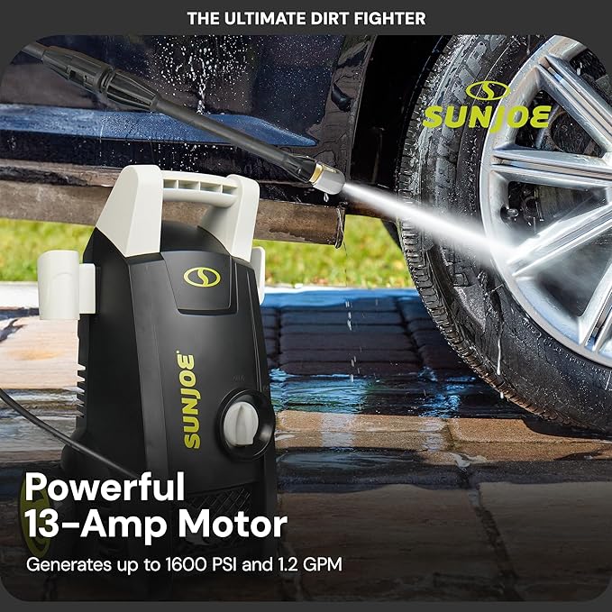 Sun Joe Electric Pressure Washer with 11-Amp Motor and 1.1 GPM, SPX1000 - Portable Water Cleaner with Adjustable Spray Wand for Car, Garden, and Patio Washing and Cleaning