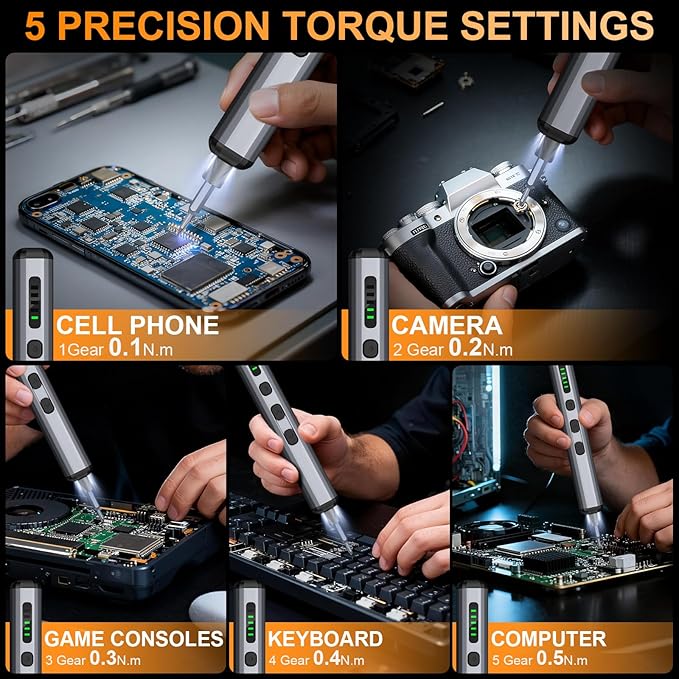 Mini Electric Screwdriver, 3.7V Precision Screwdriver Set Cordless Screwdriver Rechargeable 72 In 1 Magnetic Bit Repair Tech Tool Kit for Electronics Computer Phone Laptop Camera RC Car Watch Glasses