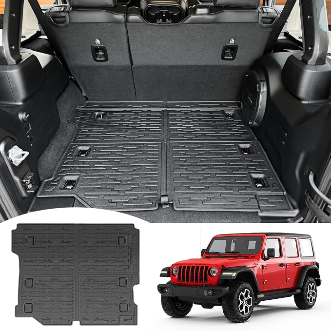 Cargo Mat Compatible with 2018-2025 Jeep Wrangler JL Unlimited 4 Door 4X4, Cargo Liner Rear All-Weather Protection Trunk Liner for 2024 Jeep Wrangler JL/JLU Accessories
