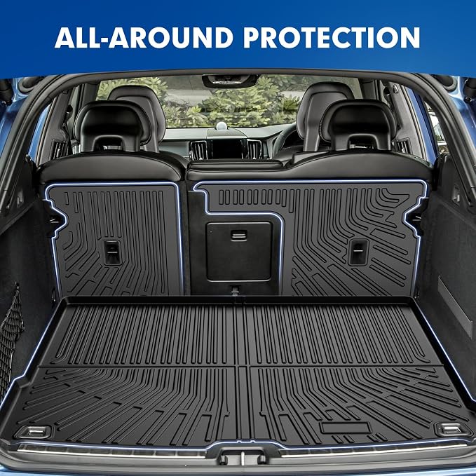 Mixsuper Cargo Liner for Volvo XC60 2018-2024 2025, All Weather Trunk Mat Backrest Mat TPE Back Seat Cover Protector for XC60 Accessories