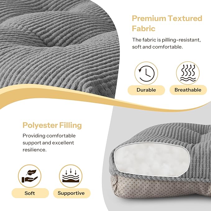 Indoor Kitchen Chair Cushions Set of 4 18"X16.5"X3" Soft Anti Slip Dining Chair Pads Tufted Kitchen Seat Cushion with Ties, Grey