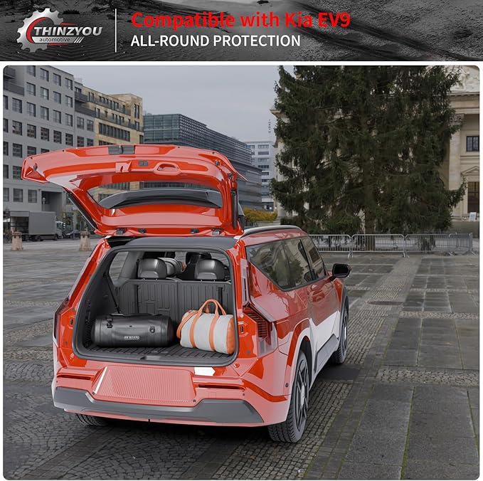 Cargo Mat Compatible with 2024 2025 2026 Kia EV9 Trunk Mat Cargo Liner TPE All Weather Back Seat Cover Protector 3rd Row Trunk Liner 2024 Accessories (6&7 Seats, Trunk Mat with Backrest Mats)