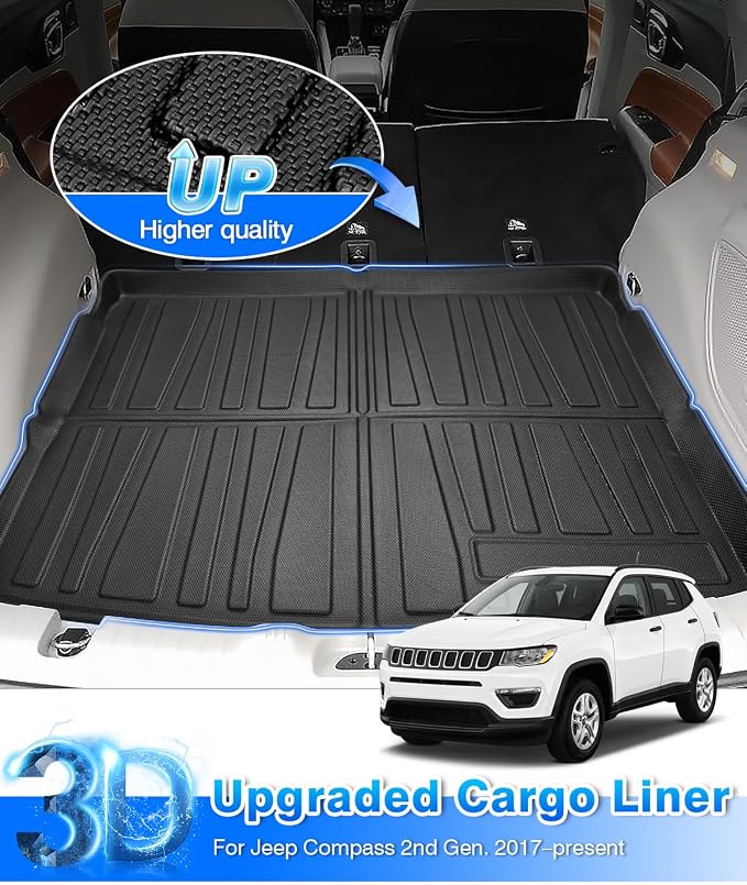 Cargo Liner for Jeep Compass 2017-2025 All Weather Trunk Mat for Compass Accessories Cargo Mat TPE Heavy Duty Anti-Slip