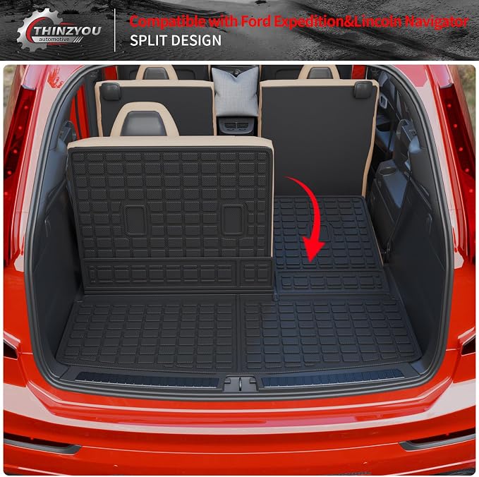 Cargo Mat Compatible with 2018-2024 Ford Expedition Lincoln Navigator (Not for Max or L Models) Cargo Liner Trunk Liner 2023 Expedition 7&8 Seats Accessories (Trunk Mat+Backrest Mats)