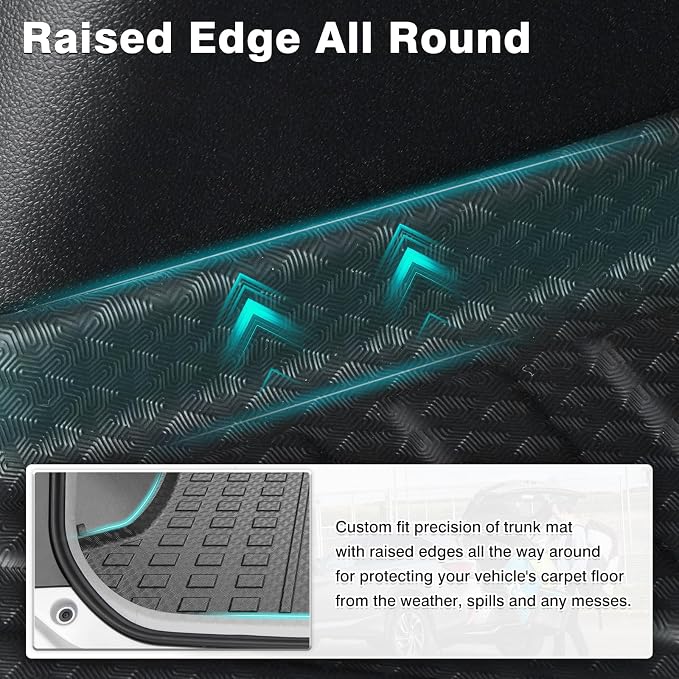 Mixsuper Custom Fit Cargo Liner for 2010-2011 Toyota Prius Base, 2012-2015 Toyota Prius Two/Three/Four/Five, All Weather Rear Cargo Trunk Mat Black