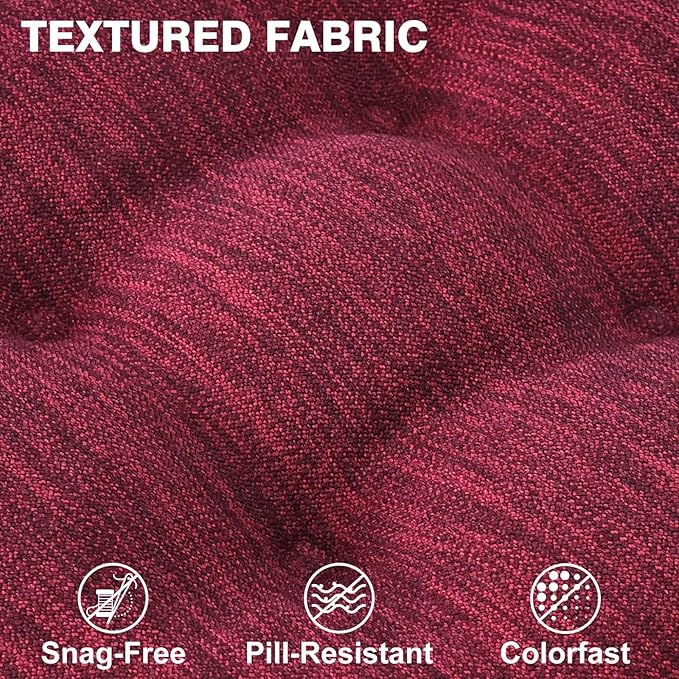 Shinnwa Kitchen Chair Cushions Set of 6, Dual-Layer Memory Foam Dining Chair Cushions, Patented Design Seat Pads with Ties, 16.5 x 16.5 x 3.5in, 6 Pack, Burgundy