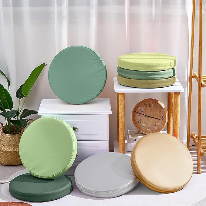 Juexica 8 Pcs Extra Thick Flexible Seating Floor Cushion Assorted Colored Floor Pillow Classroom Seat Cushion Soft Classroom Seating for Kid Learning(Matcha Color,13.8 x 13.8 x 2 Inch,Round)