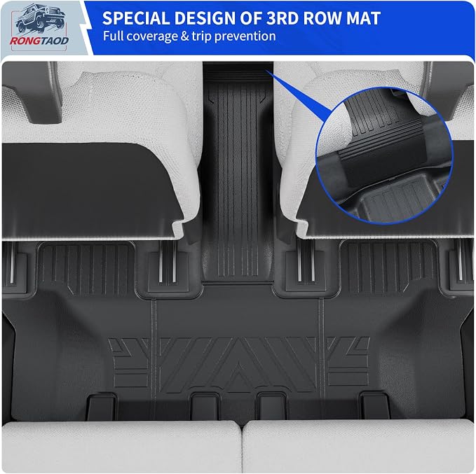 Rongtaod Floor Mats Compatible with 2021-2025 2026 Kia Sorento 6&7 Seats NO Hybrid Cargo Mat Cargo Liner Trunk Liner Trunk Mat Kick Mats Back Seat Protector 2024 Fuel Sorento Accessories (Set of 7)