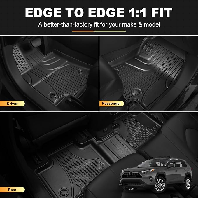 RAV4 Floor Mats for Toyota RAV4 2019-2025 (Not Fit Hybrid or 2026 Models) - All Weather Floor Liners 1st & 2nd Row Car Mats RAV4 Accessories