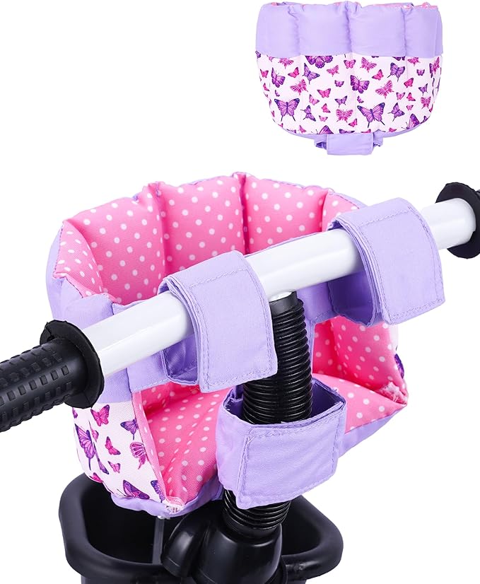 BABESIDE Doll Bike Seat for 12 Inch Dolls, Butterfly Doll Carrier for Kids Bike and Scooter, Baby Doll Accessories for Outdoor Play, Doll Bicycle Seat Gift for Girls Age 3+