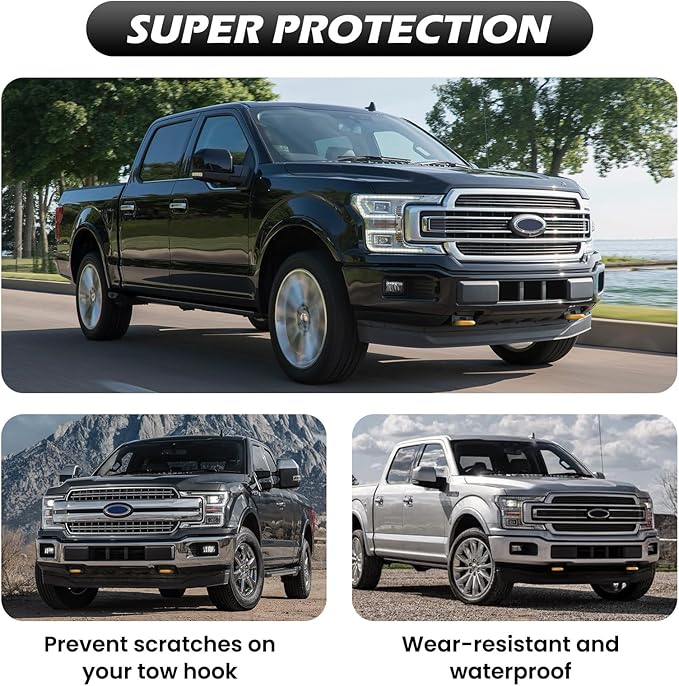 Tow Hooks Covers for Ford F150 2004-2026 Bronco Base/Big Bend/Outer Banks 2021-2026 Compatible with Toyota Tundra Accessories 2017-2021 (Yellow)