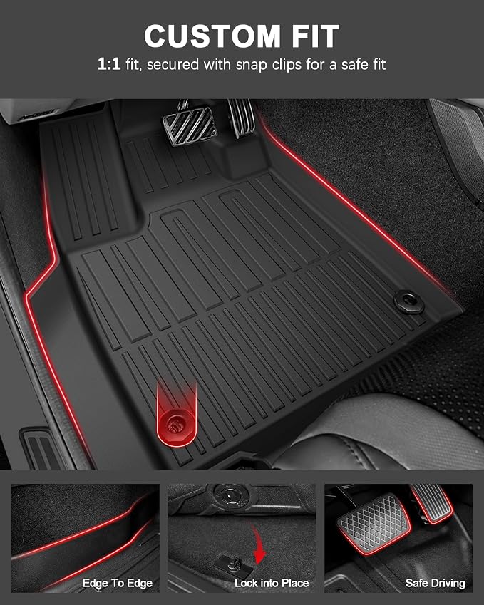 Floor Mats Fit for 2022-2026 Acura MDX - Custom Fit All Weather TPE Accessories Full Sets (Floor Mats + Cargo Liner + Backrest Mat)