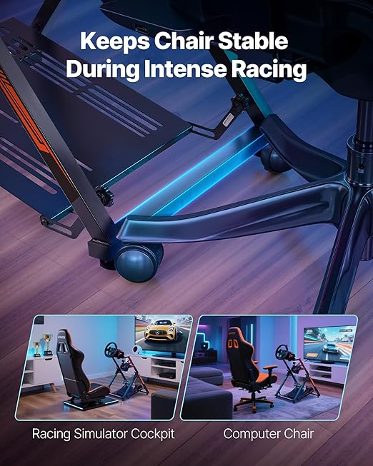 VEVOR Racing Wheel Stand, Adjustable & Foldable Simulator Stand for Logitech G923 G920 G29 G27, Thrustmaster T300RS TX F458 T500RS T3PA-PRO(F1/GT) Gaming Cockpit,Pedals Simulator NOT Included,Compact