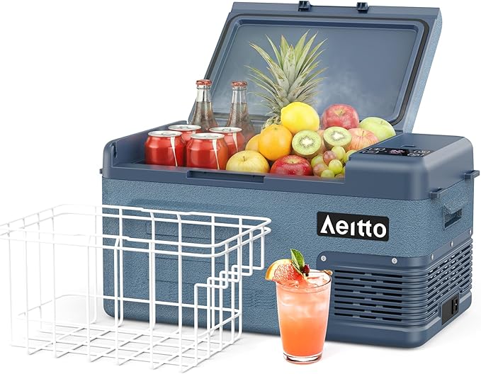 Aeitto 12 Volt Car Refrigerator 20Quart Car Fridge Freezer Electric Cooler Portable Cooler 12V Fridge RV Refrigerator -4℉-68℉ Temp Control 12/24V DC & 100-240V AC for Travel, Camping, RV, Road