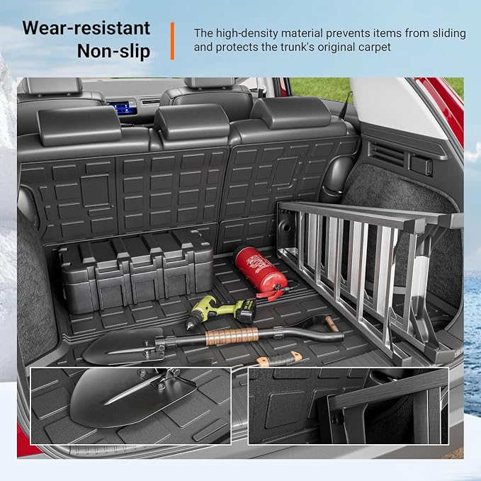 powoq Cargo Mat Compatible with 2016-2022 Honda HRV Trunk Mat Cargo Liner Back Seat Protector TPE Replacement for 2016 2017 2018 2019 2020 2021 2022 Honda HRV Accessories (Trunk Mat+Backrest Mats)
