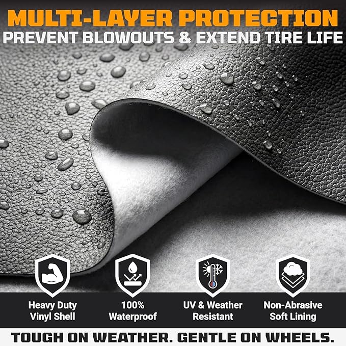 TIRESHIELD PRO Trailer Tire Covers (Set of 2) - Heavy Duty All-Weather UV-Resistant Protective Wheel Covers w/StormLock-System - Year-Round Protection for Your Trailer Tires w/ 35-38.75" Diameter