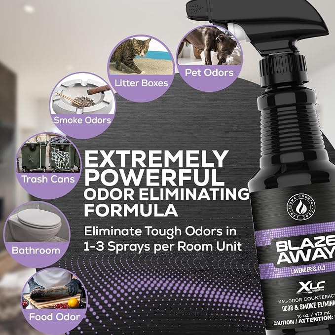 Blaze Away Commercial Air Freshener & Odor Eliminator for Strong Odor - Industrial-Grade Room Spray & Room Deodorizer for Home, Car, Smoke & Pet Odors - Long-Lasting Odor Absorber, Room Fresheners