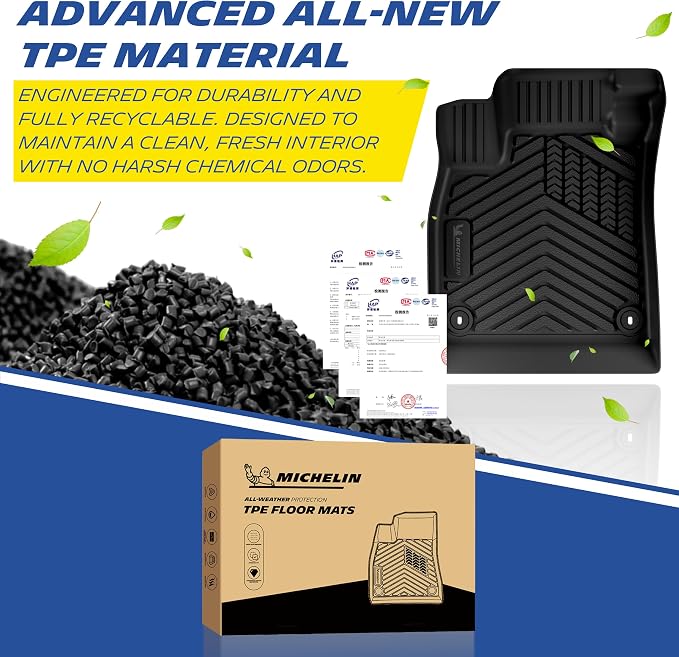 Michelin Vehicle Mats, Premier Series All-Weather TPE Custom Fit Liner for Honda Accord Gasoline & Hybrid 2023-2027 Floor Mats A(3 Piece)