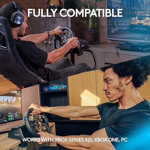 Logitech G923 Racing Wheel and Pedals for Xbox X|S, Xbox One and PC Featuring TRUEFORCE up to 1000 Hz Force Feedback, Responsive Pedal, Dual Clutch Launch Control, and Genuine Leather Wheel Cover