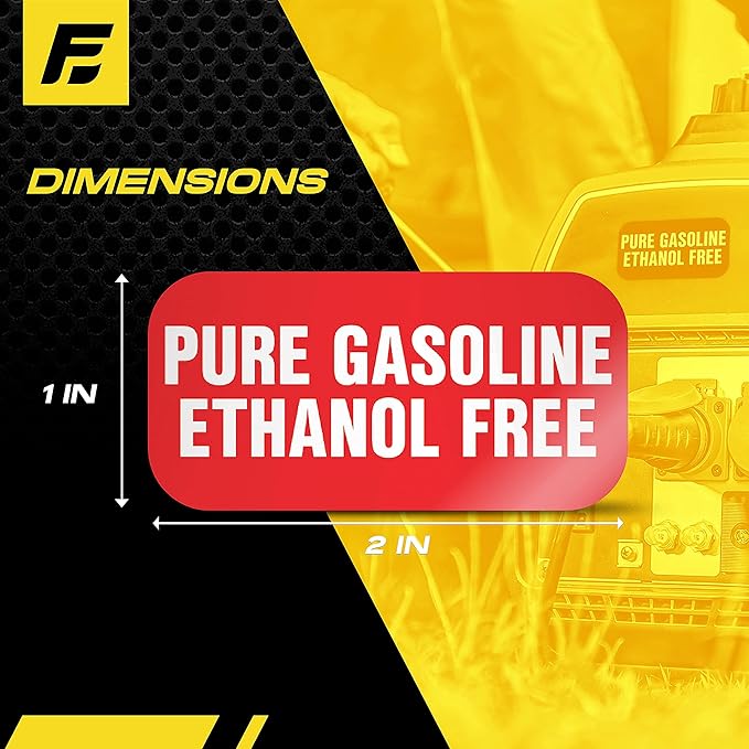 Ethanol Free Sticker, No Ethanol Labels for Fuel Cans, Mowers, Boats, Outdoor Power Equipment - Weather Proof, Extreme Stick, No Ethanol Decals by Fuel Stickers - USA Made (2x1 inch), 4 Labels