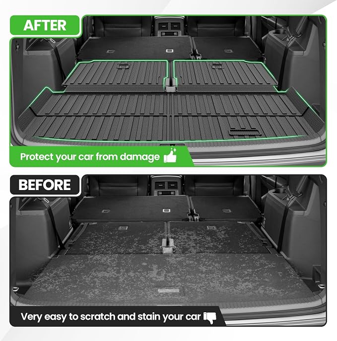 Cargo Liner for VW Volkswagen Atlas 2018-2025 2026 (Not for Cross Sport), All Weather Cargo Mats for Atlas Accessories, Heavy Duty TPE Trunk Mat, Car Accessories