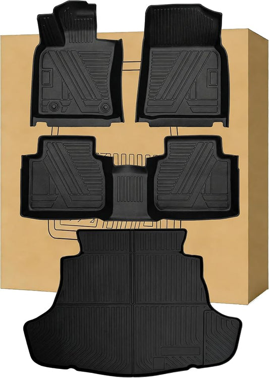 Aiqiying Floor Mats＆Cargo Liners Compatible with Toyota Camry 2025-2026 Modelss，All Weather Waterproof Durable Custom-Fit Back Trunk Tray Front Rear Rows Full Set Carpet Protection TPE Accessories