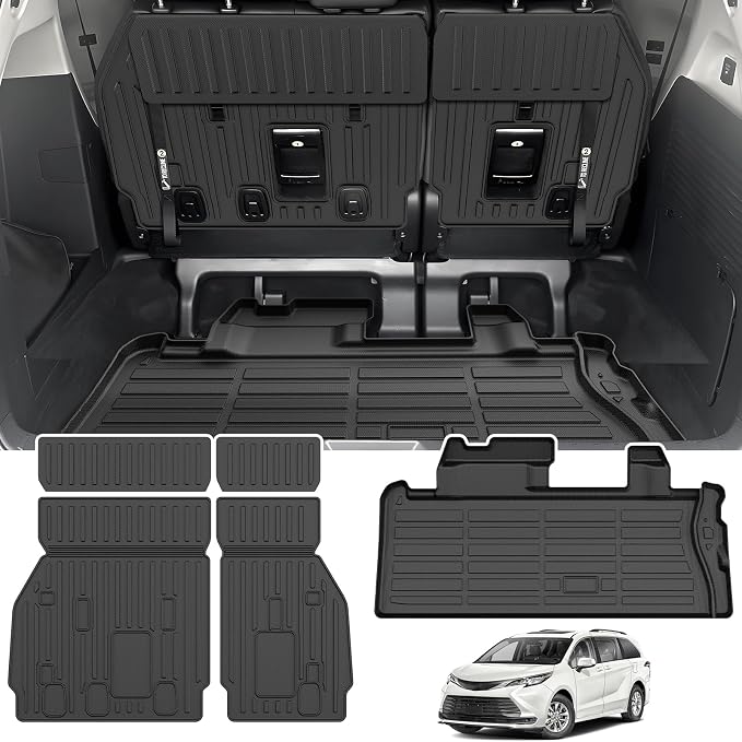 Sienna Cargo Liner - Trunk Mat for Toyota Sienna 2021-2026, All Weather Cargo Mat for Sienna Accessories, Heavy Duty Car Mats, Car Accessories