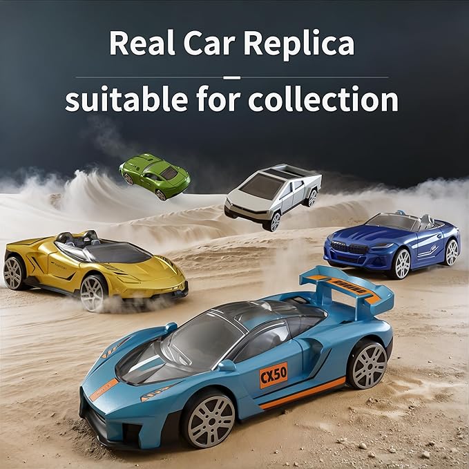 Toys Cars 18-Pack, 1:64 Scale Die-Cast Metal Vehicles Set, Includes Pickup, Racing Cars,Sports Cars for Display or Play, Great Gift for Kids Age 3 Years and Up (18 Pack)