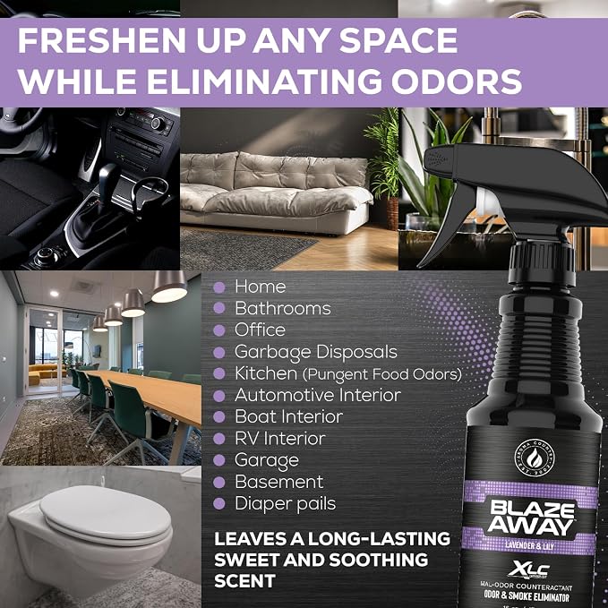 Blaze Away Commercial Air Freshener & Odor Eliminator for Strong Odor - Industrial-Grade Room Spray & Room Deodorizer for Home, Car, Smoke & Pet Odors - Long-Lasting Odor Absorber, Room Fresheners