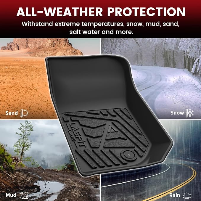 LASFIT Front Floor Mats for Jeep Wrangler JK 2007-2013 2 Doors & 4 Doors All Weather TPE Custom Fit Car Mats Floor Liners 1st Row, Black