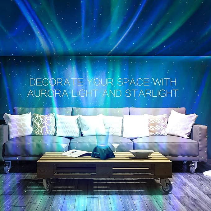 Northern Galaxy Light Aurora Projector with 33 Light Effects, LED Star Projector for Bedroom Nebula Lamp, Remote Control, White Noises, Bluetooth Speaker for Parties