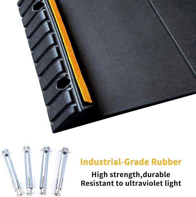 Parking Mat Car Stopper for Garage Floors- Heavy Duty Rubber Parking Aids - Wheel Stop with Scatter Glass Reflective Yellow Targets for Car Garage Floor Stop Aid Indoor Outdoor, 2 Pack