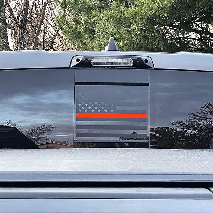 Xinghe for Dodge Ram 2009 to 2024 2025 2026, American Flag Decals Stickers for Truck Back Middle Window, Matte Black USA Flag Decal