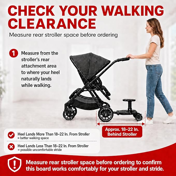 2026 New-Universal Stroller Board with Detachable Seat | 2 in 1 Sit and Stand Toddler Stroller Seat Attachment | Stroller Board Attachment for Toddler | Holds Children Up to 55 LBs