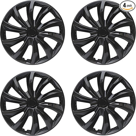 Hubcap Wheel Cover Replacement R16 Hub Caps Universal-Fit Steel Wheel Rim Cover ABS Material Exterior Accessories for Car Truck SUV -Set of 4（16-inch，Black）