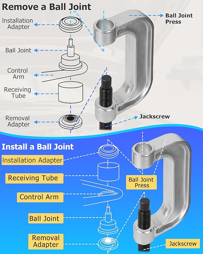 DAYUAN Ball Joint Press & U Joint Removal Tool Kit with 4x4 Adapters for Most 2WD and 4WD Cars and Light Trucks with Blue Storage Case Blue