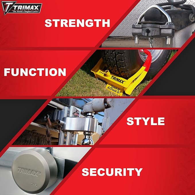 TRIMAX TCL65 - Trailer Wheel Lock - Fits 6"-10.5" Tires - Wheel Boot Lock for Trailer, Car, Truck, Boat, ATV, Camper, and More