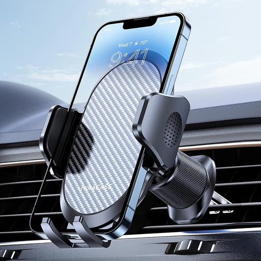 Miracase Phone Holders for Your Car with Metal Hook Clip, Air Vent Cell Phone Stand Car Mount, Universal Automobile Cradle for Garmin GPS Fit iPhone Android and All Smartphones, Dark Black