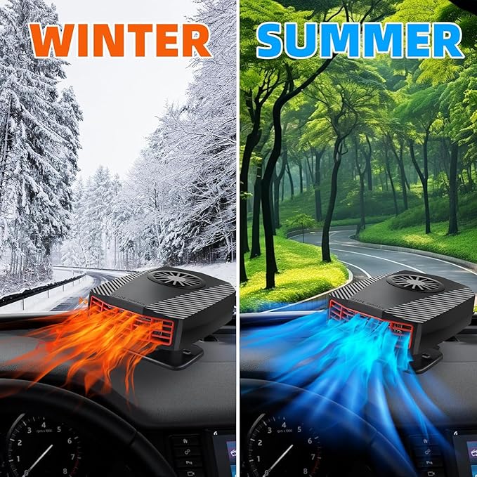Car Heater,12V 150W Portable Car Heater, 2-in-1 Heating & Cooling Fan with Cigarette Lighter Plug, 360° Rotation Base Windshield Defogger Defroster for All Cars.
