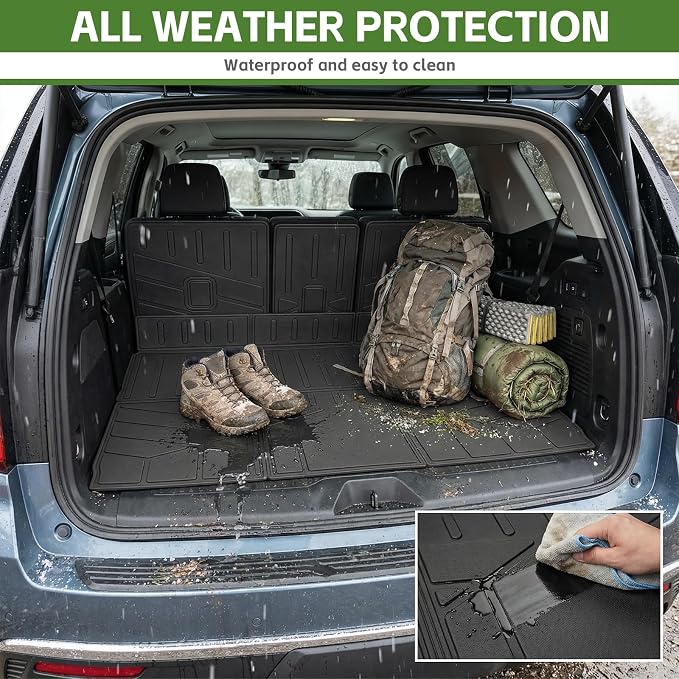 Cargo Liners for 2025 2026 Ford Expedition Max/Lincoln Navigator L Trunk Mat with Seat Back Cover Accessories, All Weather Rear Cargo Mat Backrest Protector(Only for Max & L Models)