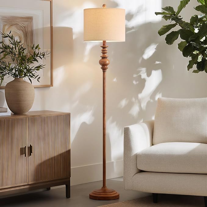 BOBOMOMO 64.25" Rustic Floor Lamp for Living Room, Tall Antique Brown Standing Lamp with Rotary Switch, Vintage Reading Lamp for Bedroom, Office & Study, Farmhouse Home Decor Corner Lamp